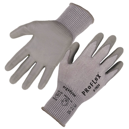Ergodyne ANSI A2 PU Coated CR Gloves, Gray, Size S, PR 7024